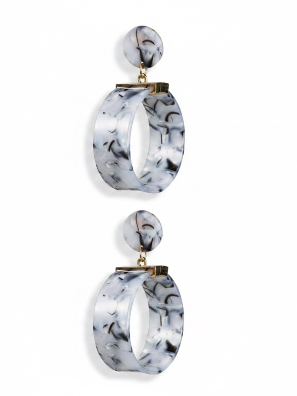 Womens Gray Hoop‎ Post Earrings